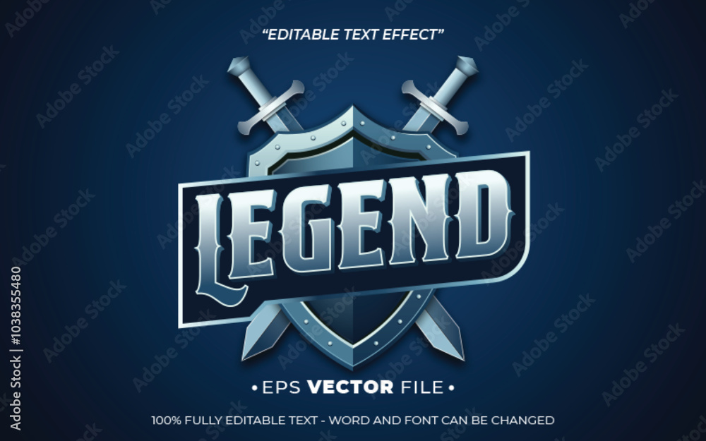 Poster legend editable text effect vector 3d for game