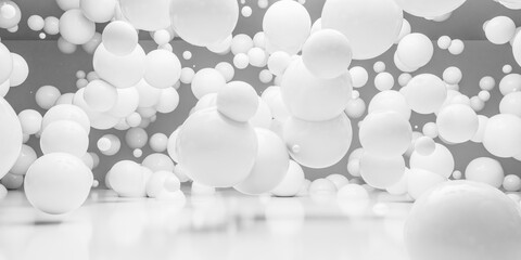 Floating White Spheres in Abstract Space