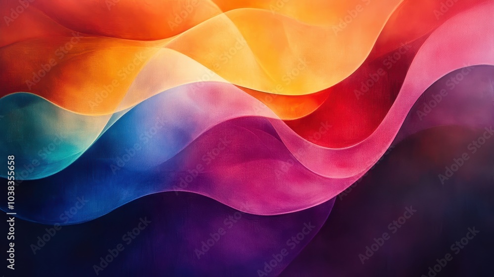 Poster vibrant spectrum: intertwined light and abstract forms