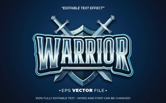 warrior editable text effect vector 3d for game 