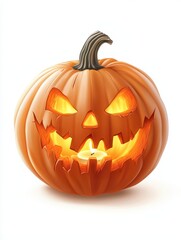 Obraz premium Glowing Jack-o'-Lantern with Candle Inside - Halloween Pumpkin Decoration.
