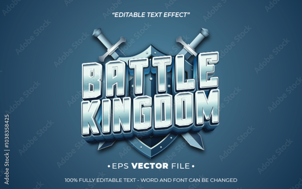 Poster battle kingdom editable text effect vector 3d for game