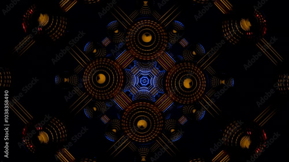 Aufkleber a dynamic neon 3d pattern, designed to light up vj visuals and parties.