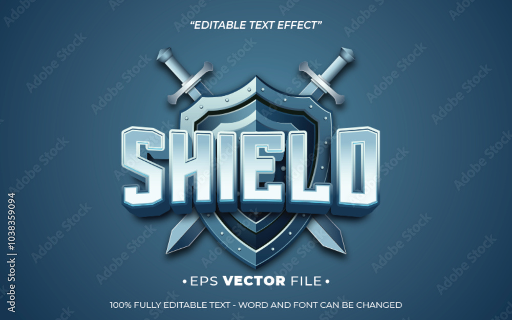 Poster shield editable text effect vector 3d for game