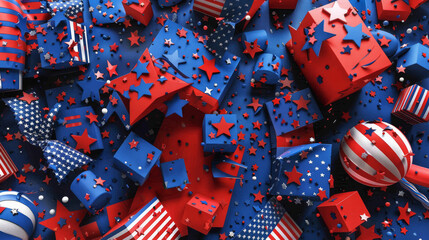 Fototapeta premium Patriotic Celebration: Stars and Stripes in Red, White, and Blue