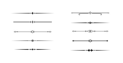 Set of Vintage decorative lines. text dividers. Line border. Lines separators, Borders, Vintage dividers, Underline elements. Vector illustration