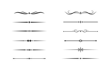 Set of Vintage decorative lines. text dividers. Line border. Lines separators, Borders, Vintage dividers, Underline elements. Vector illustration