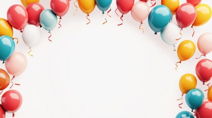 Colorful Balloons Frame with Copy Space - Birthday, Party, Celebration, Festive Background