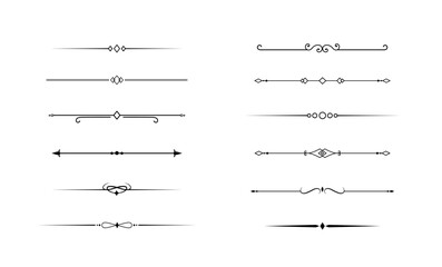 Set of Vintage decorative lines. text dividers. Line border. Lines separators, Borders, Vintage dividers, Underline elements. Vector illustration