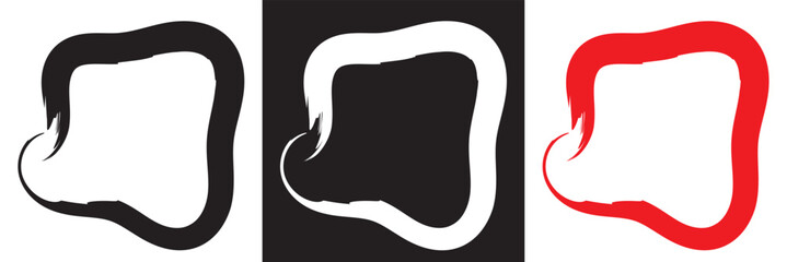 Ink Dry Brush Grunge Free Hand Oval Frame.  isolated on a white background. Vector illustration. EPS 10	
