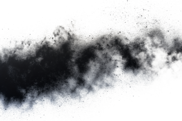 Abstract black dust smoke overlay effect with transparent background cut out design element