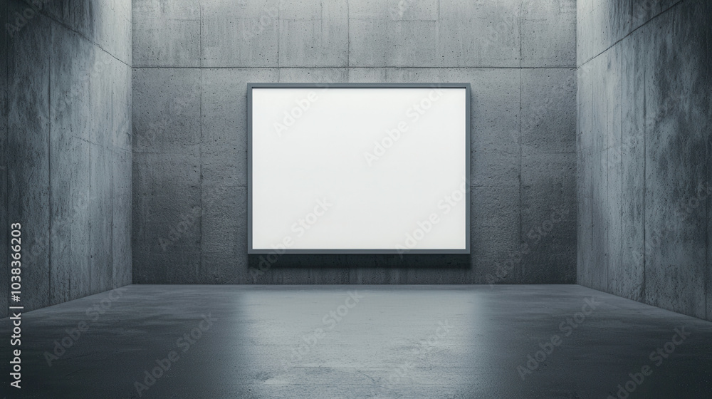 Aufkleber a minimalist gallery space featuring a blank frame against a textured concrete wall, ideal for displ
