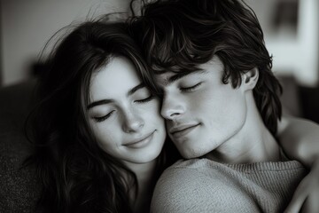 Fototapeta premium Couple looking at each other while they are cuddling