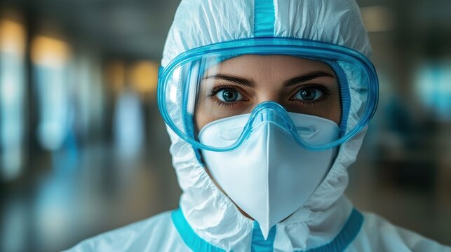 A healthcare professional in protective gear, focused on patient care during a medical procedure in a clinical environment.