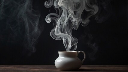Elegant White  Smoke on Dark Background Copy Space