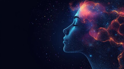 Healthcare card focused on AI in sleep medicine featuring a sleek layout with a broad blank area on the upper left for writing surrounded by abstract sleep pattern illustrations