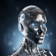 ein hochfuturistischer Roboter mit sichtbaren funktionsteilen