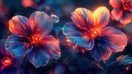 Obraz premium Funyy futurism art style flowers background. AI generated illustration