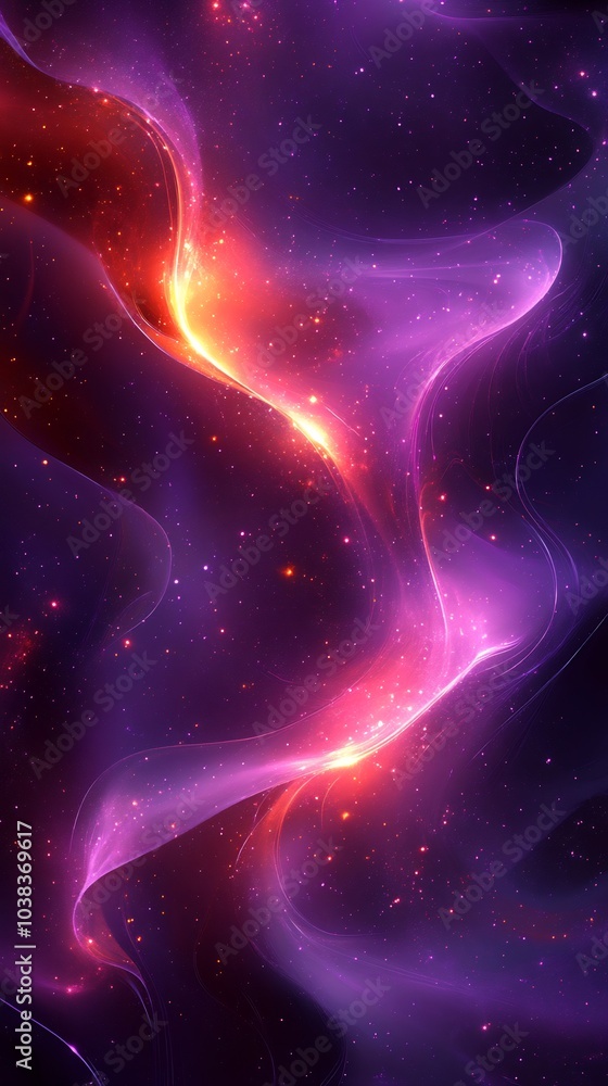 Poster vibrant dynamic business background in deep purple tones interspersed with luminous lines and shapes