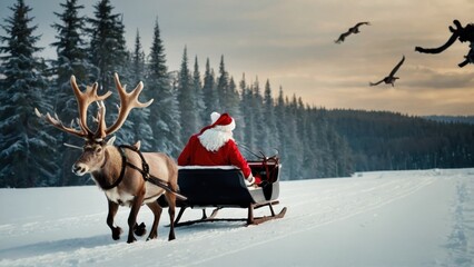 Reindeer leap through the frosty night