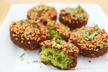 Plate of Delectable Falafels, a Tasty Appetizer that Crispy Outside and Soft Inside