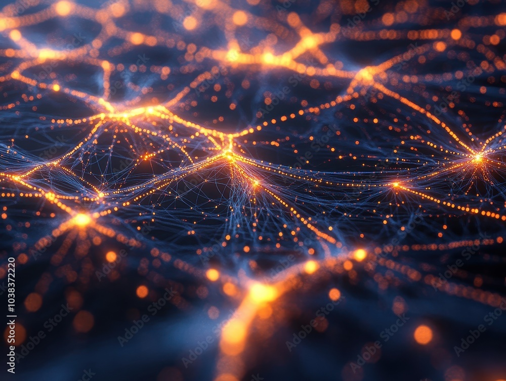 Aufkleber abstract network background with glowing points and lines, digital connectivity concept, network str