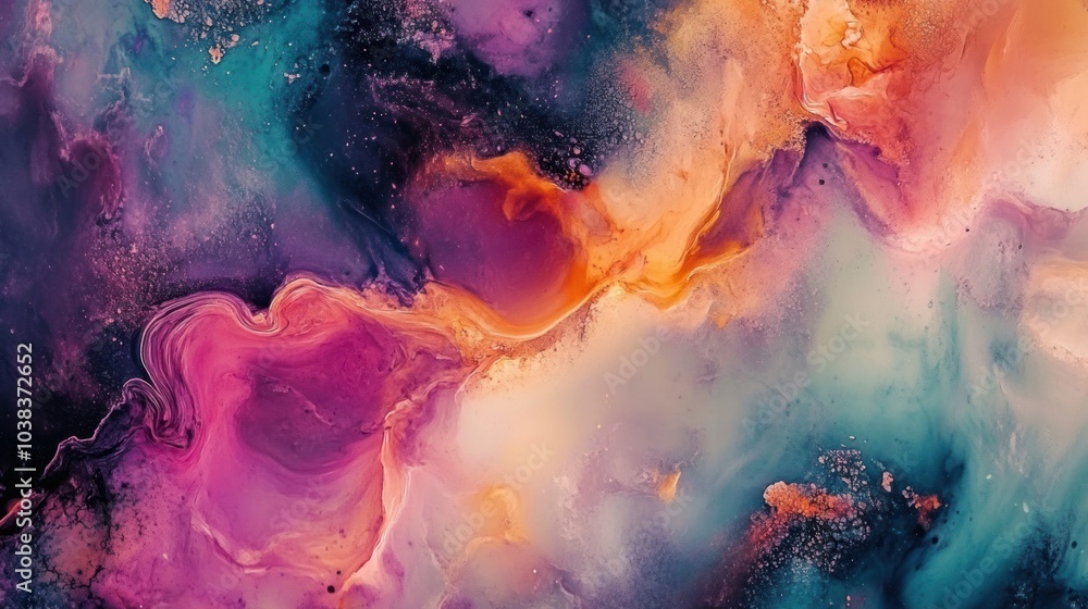 Poster abstract background with colorful splashes and digital textures