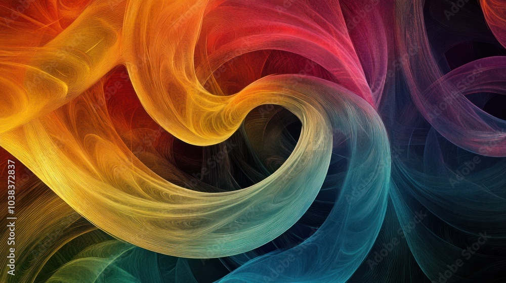 Poster abstract background with swirling lines and gradient textures