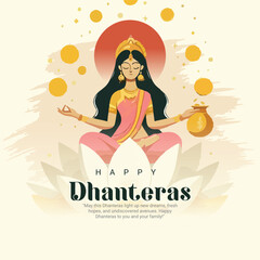 Happy Dhanteras and Dhanatrayodashi with Diwali celebration Social Media Post Template Banner