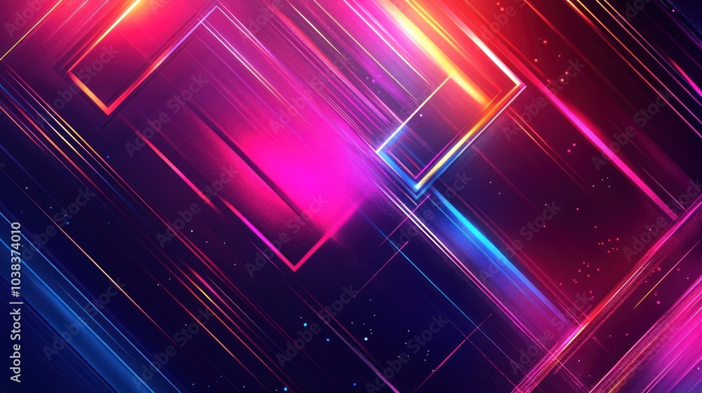 Poster abstract futuristic background with neon lines and digital patterns