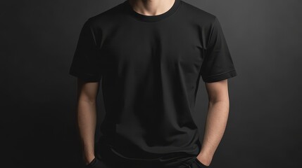 Naklejka premium Plain black t-shirt front and back view for mockup in transparent background