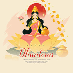 Happy Dhanteras and Dhanatrayodashi with Diwali celebration Social Media Post Template Banner