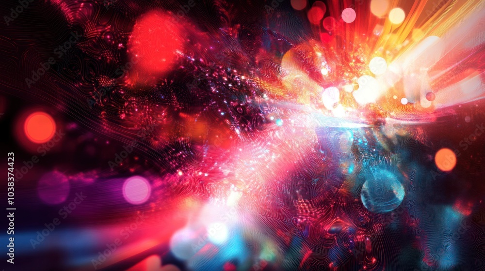 Poster abstract futuristic design with digital patterns and glowing effects