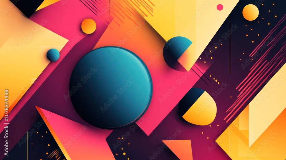 Aufkleber abstract geometric background with overlapping shapes and vivid colors