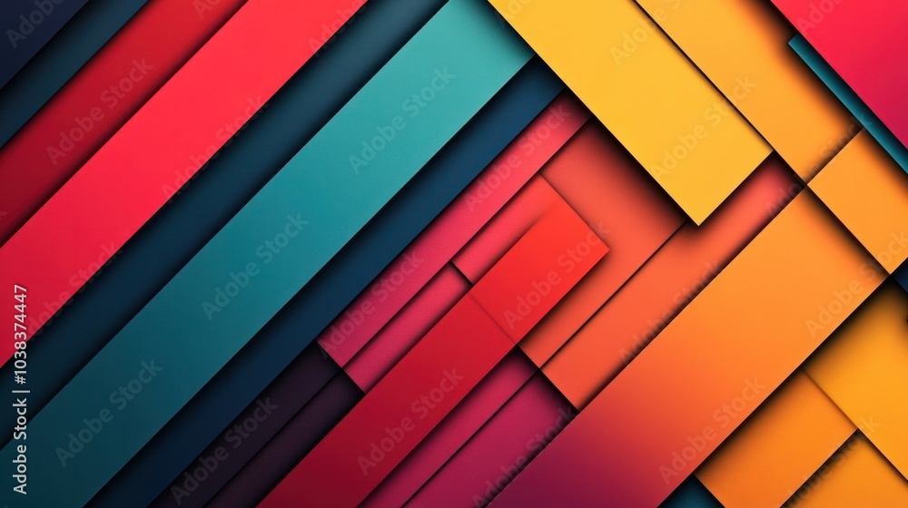 Aufkleber abstract geometric background with overlapping shapes and vivid colors