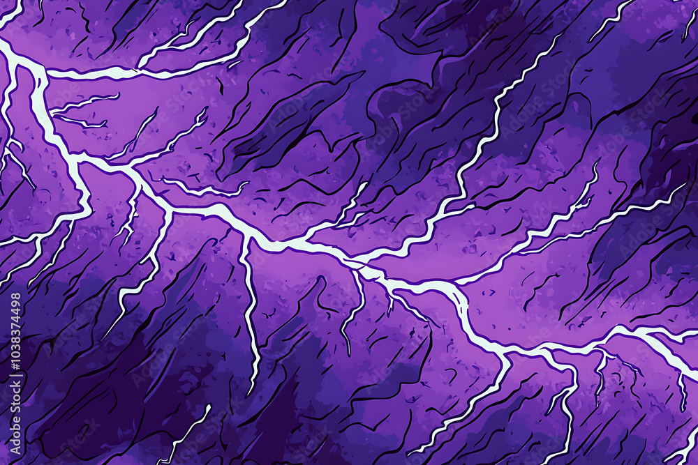 Poster abstract purple background with lightning-like patterns.