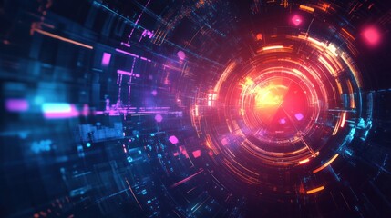 Obraz premium Abstract futuristic design with digital patterns and glowing effects