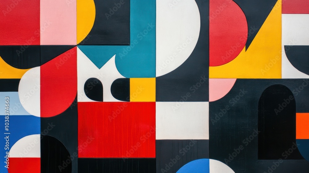 Aufkleber abstract geometric patterns with bold shapes and contrasting colors