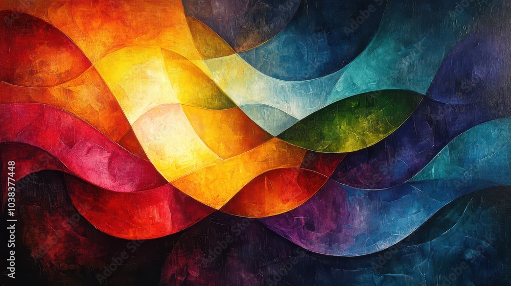 Poster vibrant spectrum: intertwined light and abstract forms