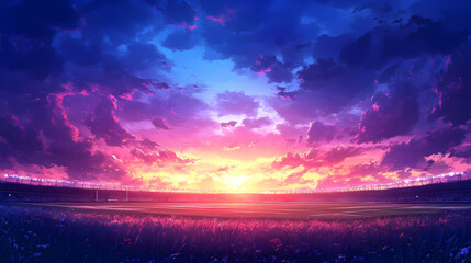 Fototapeta premium Sunset Over the Stadium.