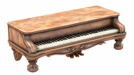 Fototapeta premium Antique Grand Piano Isolated on White Background.