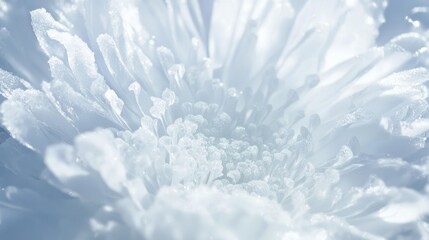 Fototapeta premium Frosty Resilience - Close-up of a Frozen Flower in the Snow, Exquisite Beauty of Nature's Toughness | Ultra-Detailed Ice Age Environment Photo