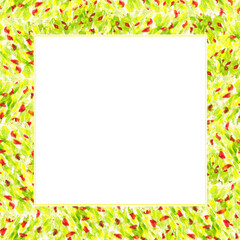 Hand drawn watercolor yellow brush strokes frame. 