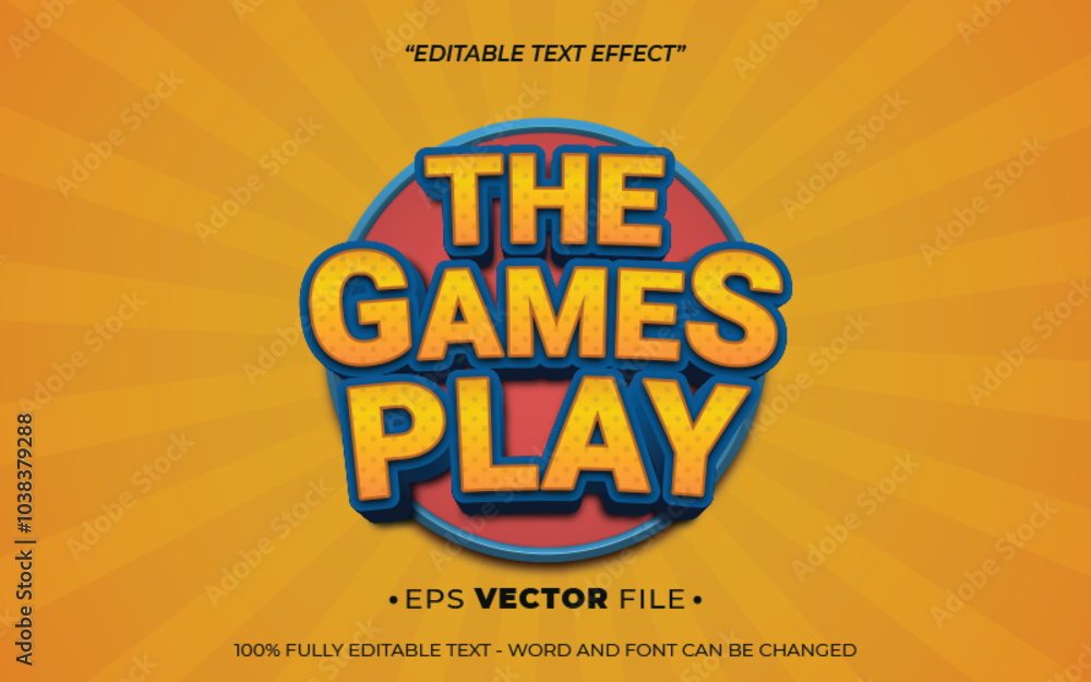 Poster the games play text effect editable vector 3d for game