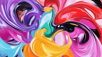 Obraz premium Fluid art with swirling paints blending seamlessly