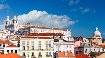 Panoramic View of Lisbon's Alfama District From Santa Luzia Viewpoint