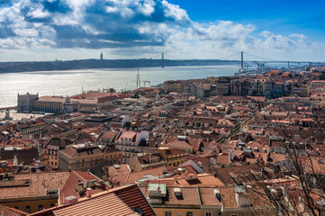 Aerial View of Lisbon's Cityscape From Saint George Castle in Portugal