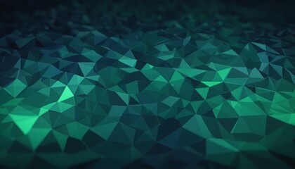 Obraz premium Abstract close-up of a geometric polygonal pattern in varying shades of green and dark blue