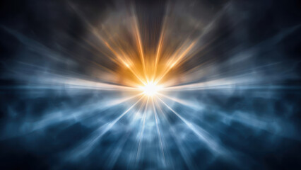 Obraz premium A vibrant and dynamic abstract burst of light in blue and orange hues, evoking energy and celestial beauty.