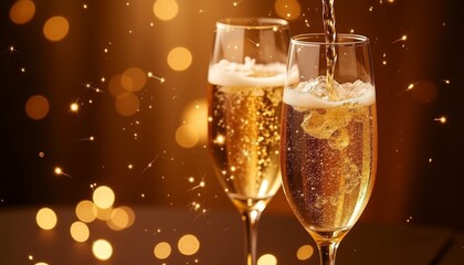 Elegant champagne flutes filled with bubbly for festive celebrations and special occasions